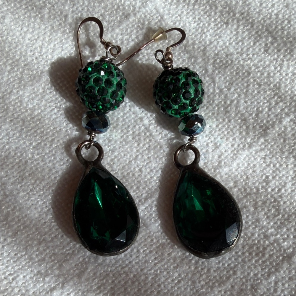 Emerald Green or Metal earrings